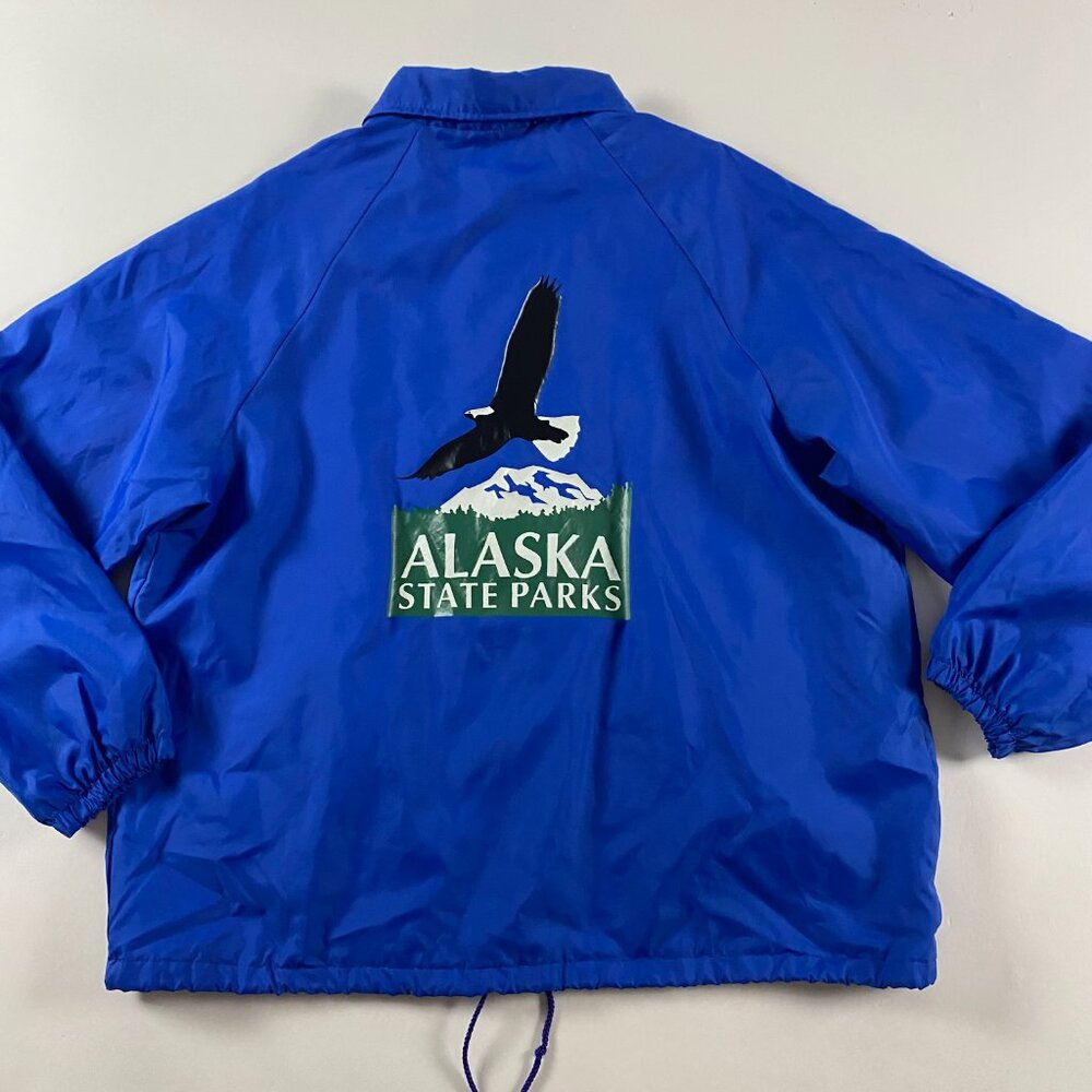 Vintage Alaska State Parks Jacket Mens XL Bald Eagle Nature Wildlife Windbreaker